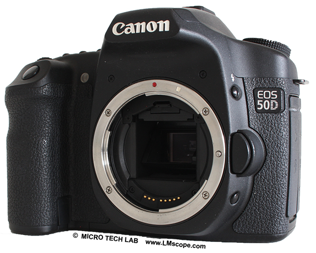 Geh�use Canon EOS 50D�am Mikroskop DSLR