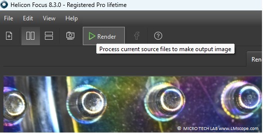 Helicon Focus Rendern beginnen, Einsatz am Mikroskop, Mikroskopadapter