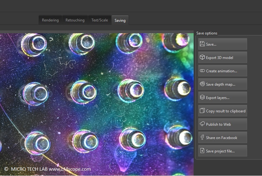 Helicon Focus weitere Funktionen, Generierung eines 3D Datensatzes aus Bildstapeln
