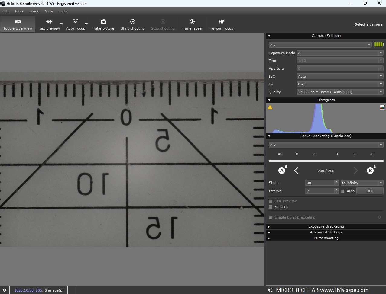 Helicon Remote Tethering Live view / horizontal and vertical mirroring
