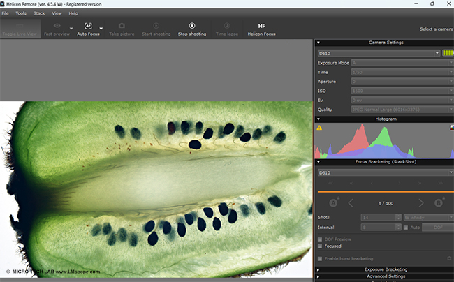 Steuersoftware digitales Mikroskop, Steuerung von Stativ und Kamera, g�nstiges motorisierte Stativ, Bewegung in Z Achse, Helicon Remote Software 