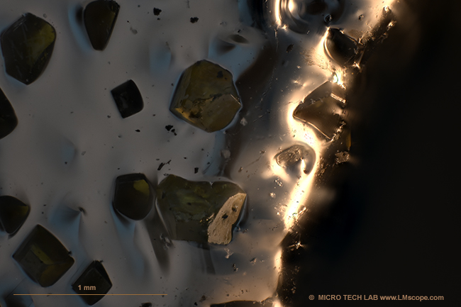 Bohrkopf mit Industriediamanten unter dem Mikroskop, fotografiert mit der Canon EOS R5 Mark II