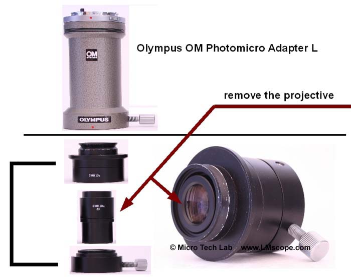 Olympus OM Photomikro Adapter L Projektiv entfernen
