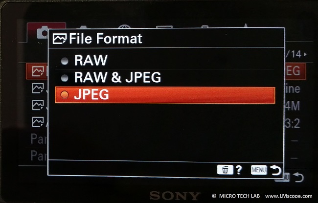 Sony Alpha 6400 DSLM Bildformate ausw�hlen