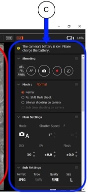 Sony Imaging Edge Bedienfeld