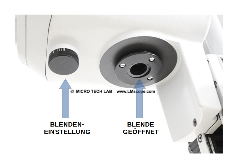 Wild M450 Makroskop Blendeneinstellung ge�ffnet