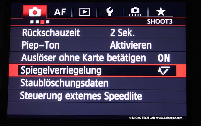 Canon EOS-1D X Spiegelvorausl�sung