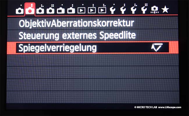 Canon EOS Spiegelvorausl�sung Spiegelverriegelung