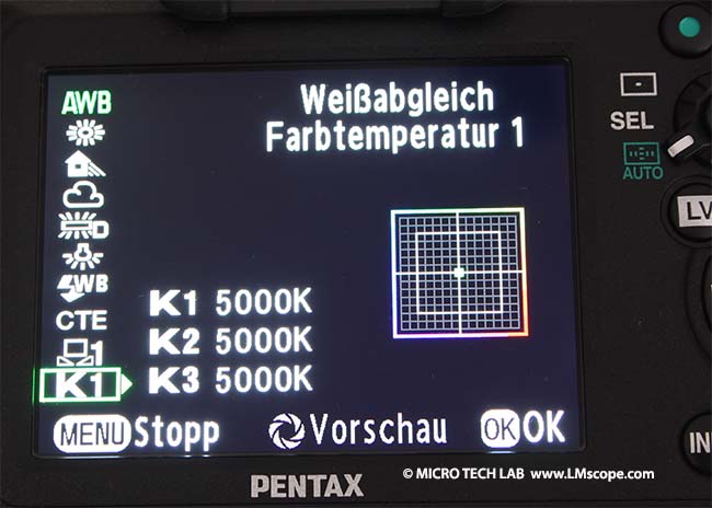 Pentax K5 IIS Wei�abgleich f�r die Mikroskopie
