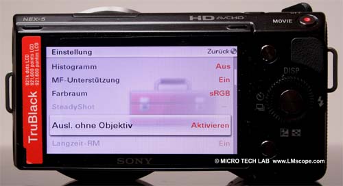 Sony Nex ausl�sen ohne Objektiv